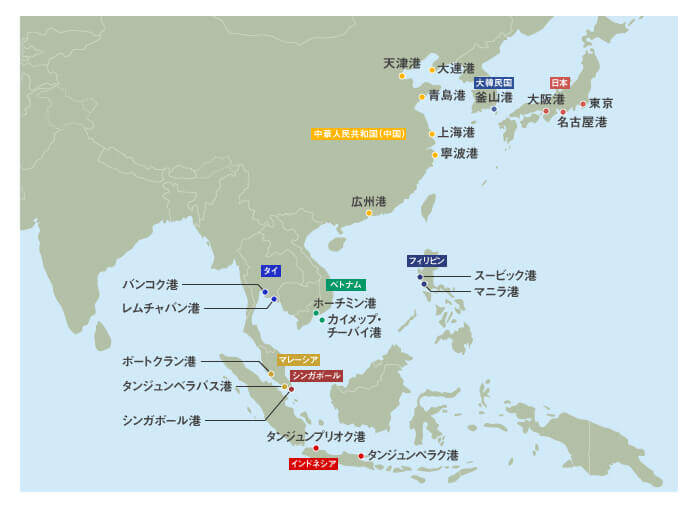 アジア各国の港 流通