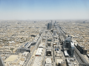サウジアラビア　リヤドのキングダムセンターのスカイウォークからの景色
