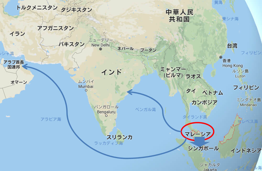 地図 マレーシアとイスラム教徒の多い地域