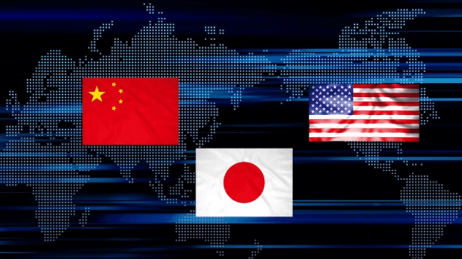 日米中の国旗